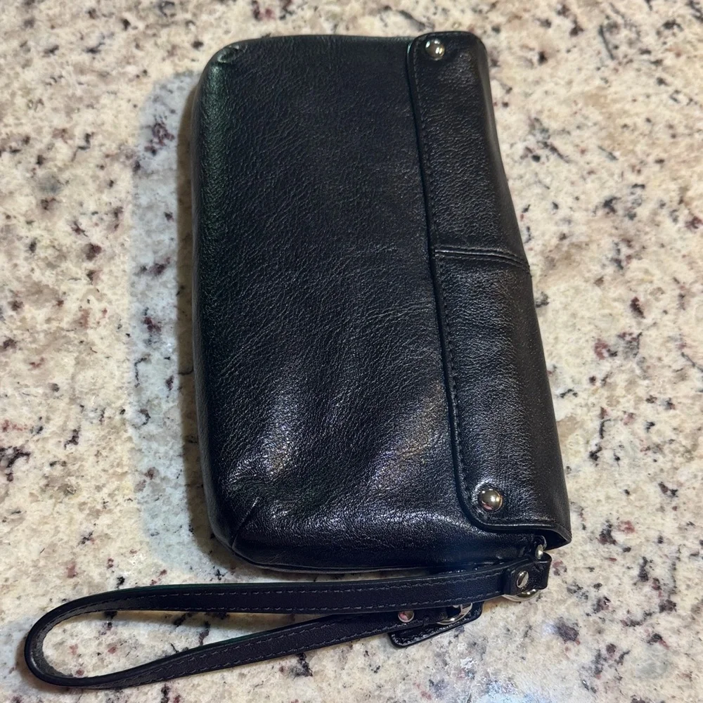 Coach Black Leather Wallet Wristlet XL
